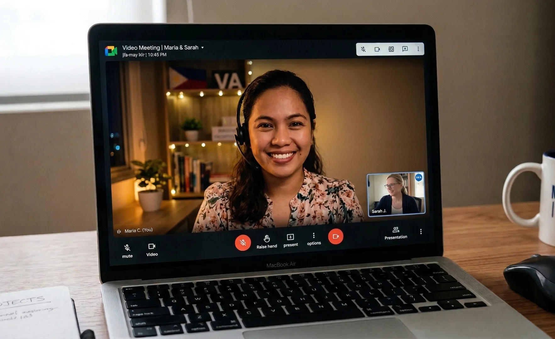 Virtual assistant on a video meeting